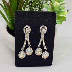 Silver-tone Rhinestones with Clear and Ab Crystals. Beautiful like new condition